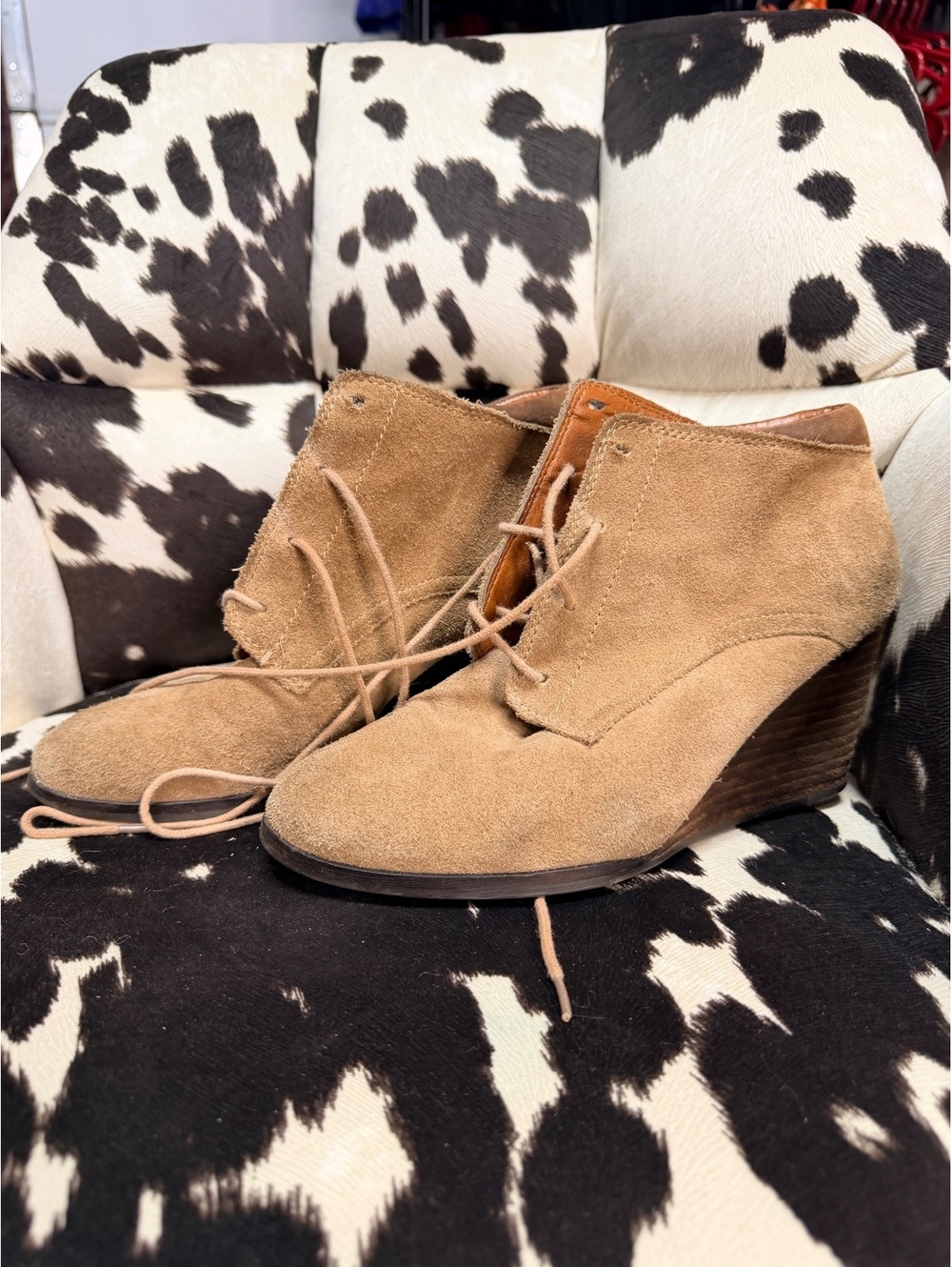 Lucky Brand Women's Suede Wedge Ankle Boots Size 9.5
